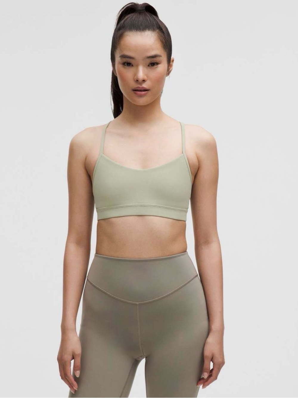 Lululemon Flow Y Bra Nulu Light Support, A–C Cups | Fog Green